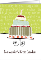 to my wonderful great grandma, happy birthday, cake & candle card