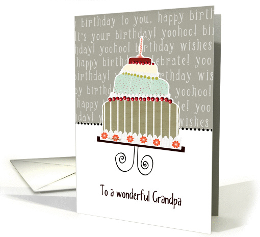 to my wonderful grandpa, happy birthday, cake & candle card (943189)