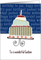 happy birthday to my wonderful godson, cake & candle card
