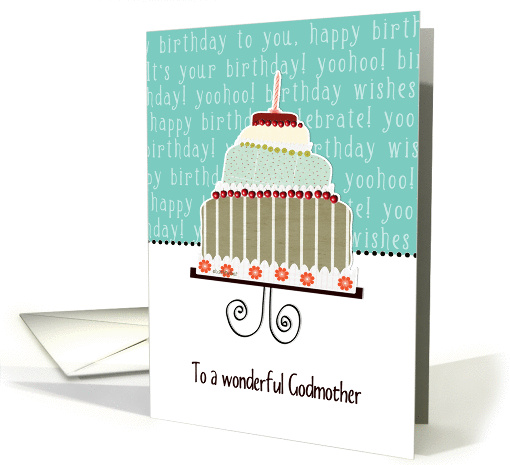 happy birthday to my wonderful godmother, cake & candle card (943338)