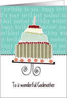 happy birthday to my wonderful godmother, cake & candle card