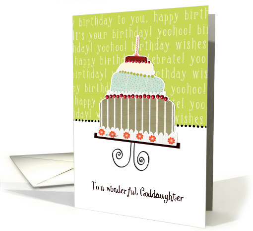 happy birthday to my wonderful goddaughter, cake & candle card