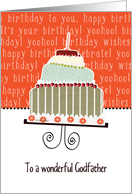 happy birthday to a wonderful godfather, cake & candle card