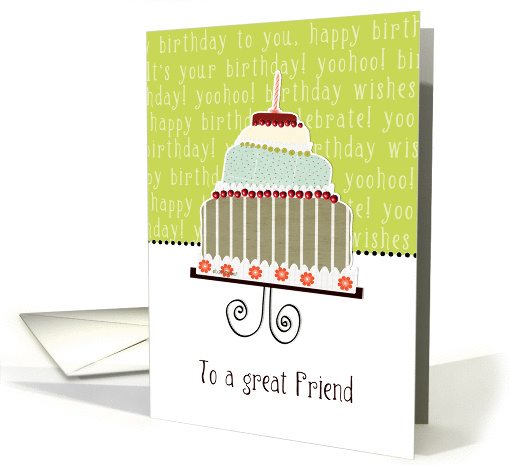 happy birthday to a great Friend, cake & candle card (943875)