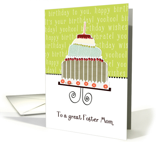 to a great foster mom, happy birthday, cake & candle card (943877)