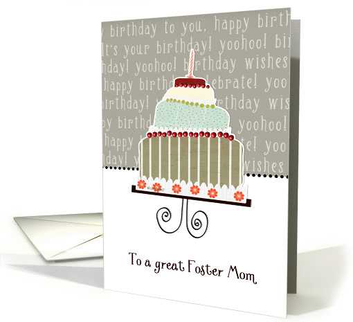 to a great foster mom, happy birthday, cake & candle card (943878)