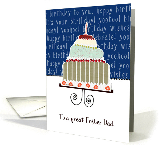 to a great foster dad, happy birthday, cake & candle card (943880)