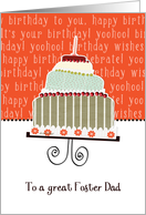 to a great foster dad, happy birthday, cake & candle card