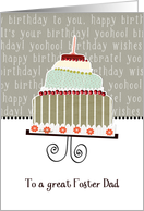 to a great foster dad, happy birthday, cake & candle card