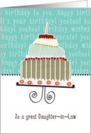 to a great daughter in law, happy birthday, cake & candle card