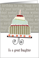 to a great daughter, happy birthday, cake & candle card