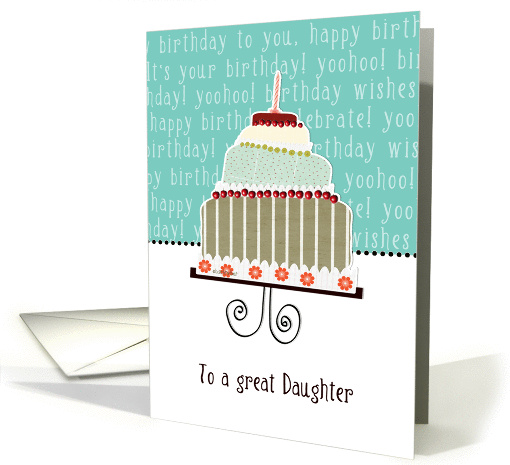 to a great daughter, happy birthday, cake & candle card (943890)