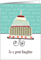 to a great daughter, happy birthday, cake & candle card