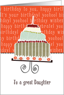 to a great daughter, happy birthday, cake & candle card
