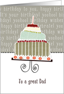 to a great dad, happy birthday, cake & candle card