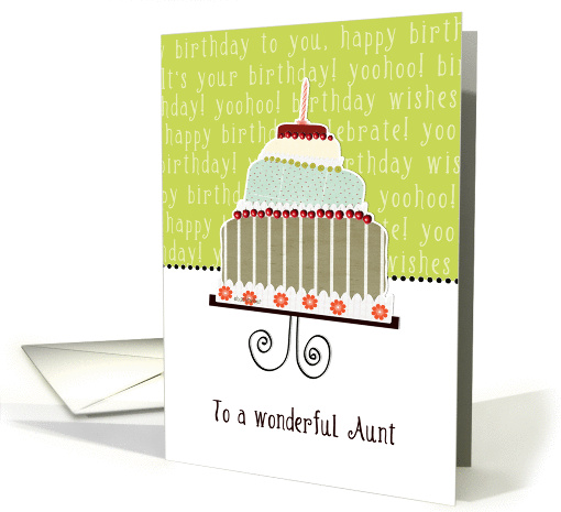 to a wonderful aunt, happy birthday, cake & candle card (943910)