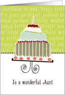 to a wonderful aunt, happy birthday, cake & candle card