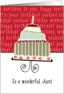 to a wonderful aunt, happy birthday, cake & candle card