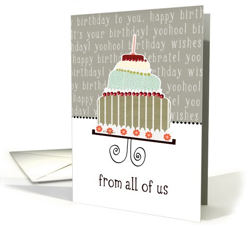 from all of us, happy birthday, cake & candle card (943918)