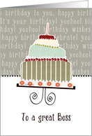 to a great boss, business happy birthday card, cake & candle card