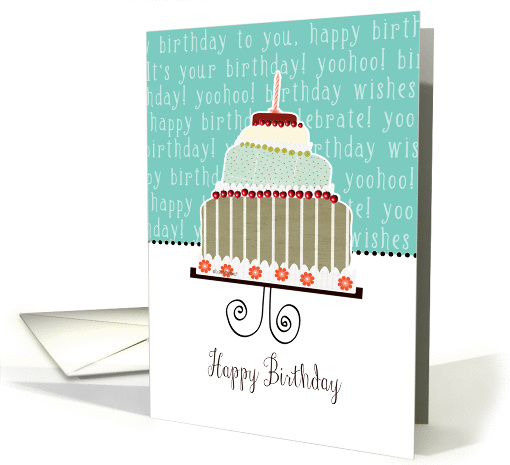 Happy birthday, cake, cherries & candle card (944160)