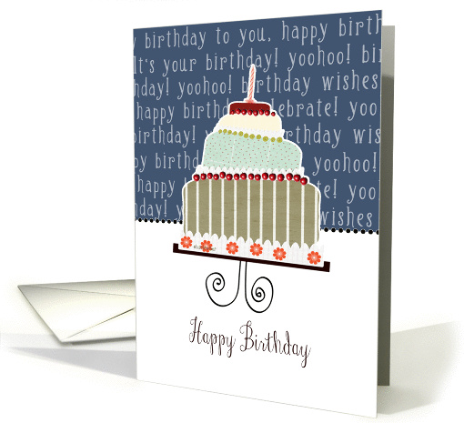 Happy birthday, cake, cherries & candle card (944161)