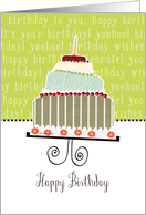 Happy birthday, cake, cherries & candle card