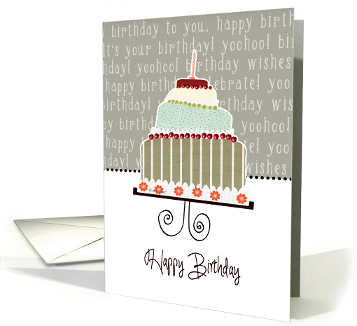 Happy birthday, business birthday card,cake, cherries & candle card