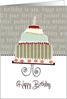 Happy birthday, business birthday card,cake, cherries & candle card