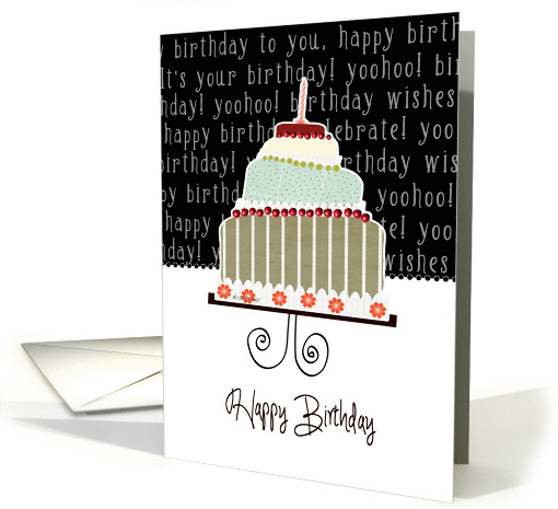 Happy birthday, business birthday card,cake, cherries & candle card