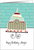 Happy birthday, Abigail, customizable birthday card, cake, card