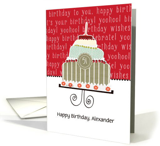 Happy birthday, Alexander, customizable birthday card, cake, card