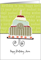 Happy birthday, Anna, customizable birthday card, cake, card