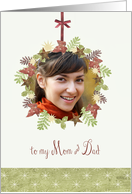 to My Mom and Dad Merry Christmas Photo Wreath card