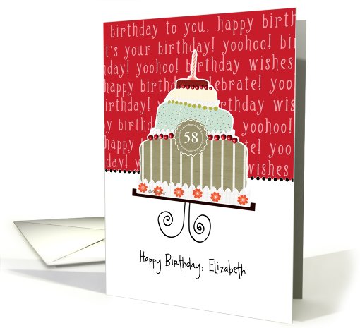 Happy birthday, Elizabeth, customizable birthday card, cake, card