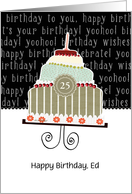 Happy birthday, Edward, customizable birthday card, cake, card
