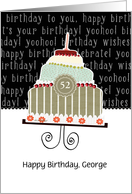 Happy birthday, George, customizable birthday card, cake, card