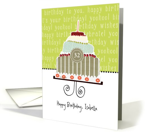 Happy birthday, Isabella, customizable birthday card, cake, card