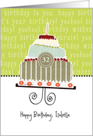 Happy birthday, Isabella, customizable birthday card, cake, card