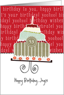 Happy birthday, Joyce, customizable birthday card, cake, card