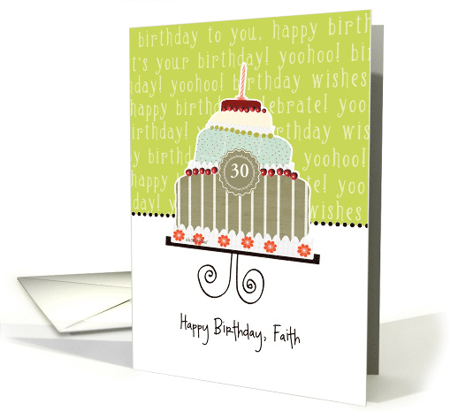 Happy birthday, Faith, customizable birthday card (name & age) card