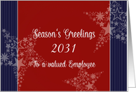 To a valued employee, Season’s Greetings, customize year, Patriotic card