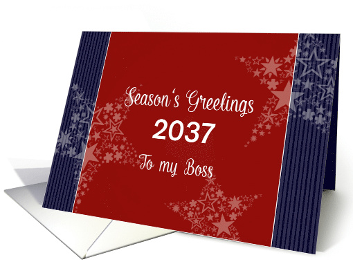 To my Boss, Season's Greetings, customize Year, red,white & blue card