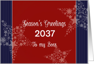 To my Boss, Season’s Greetings, customize Year, red,white & blue card