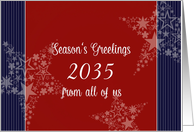 from all of us, Season’s Greetings, customize year, red,white & blue card