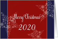 Merry Christmas, Year Customizable, Business Card, red,white & blue card