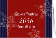 Season’s Greetings from group, Year Customizable, red,white & blue card