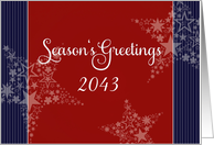 Season’s Greetings, Year Customizable, patriotic red,white & blue card