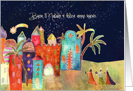 Merry Christmas in Italian, Buon natale, Bethlehem & three wise men card