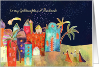 Merry Christmas to my goddaughter & husband, nativity, oriental town card